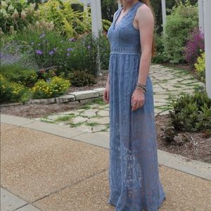 Blue boho maxi dress